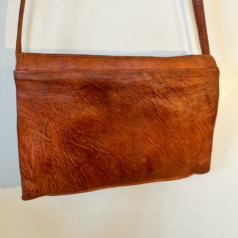 Vintage 70’s Brown Leather Boho Western Southwest Shoulder / Crossbody Bag - Picture 3 of 8
